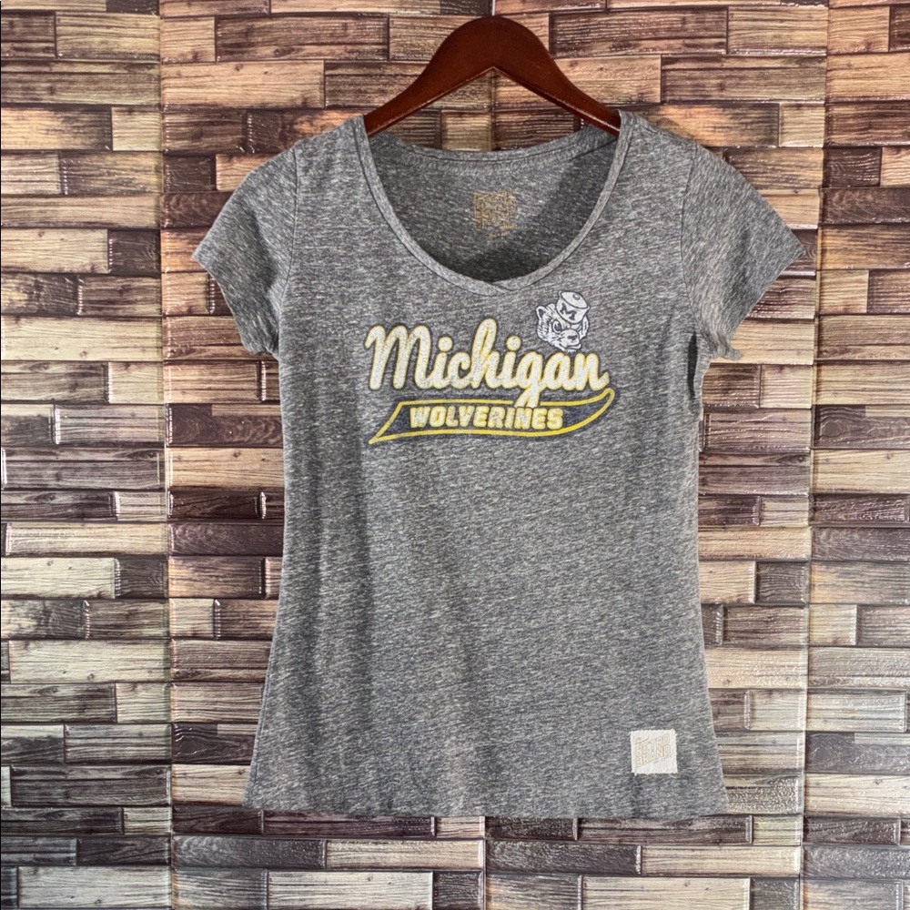 Used Medium Retro Brand Gray Michigan Wolverines Women's Top